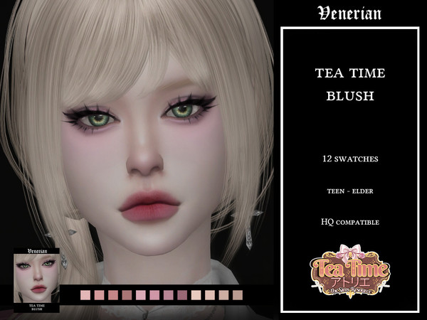 Sims 4 — Tea Time Blush by Venerian (Tea Time) by Venerian — 12 swatches Teen to elder Feminine fashion choice, no gender