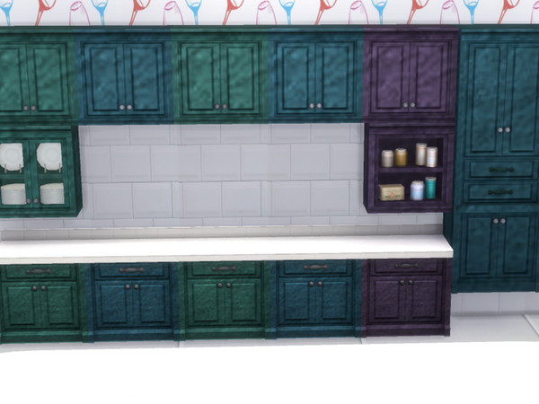 Sims 4 — Slate Kitchen Set - Island by CarineKitana — Slate Kitchen Set - Cabinet; Create a cheerful kitchen, bathroom,
