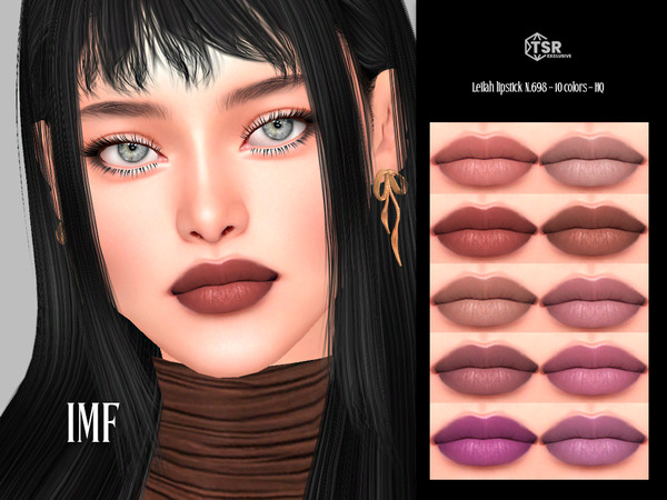 Sims 4 — IMF Leilah Lipstick N.698 by IzzieMcFire — Leilah Lipstick N.698 contains 10 colors in hq texture. Standalone