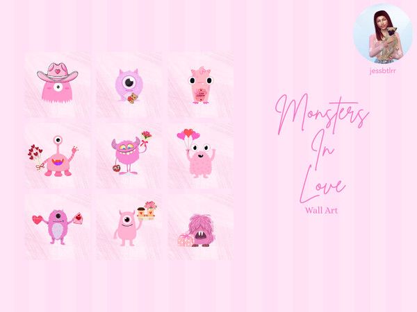 Sims 4 — Monsters In Love by jessbtlrr — Bring some adorable chaos to your Sims walls this Valentines Day!
