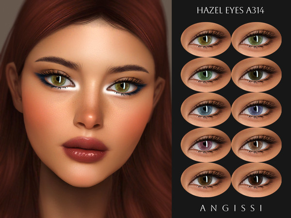 Sims 4 — Hazel Eyes A314 by ANGISSI — PREVIEWS MADE USING HQ MOD Facepaint category