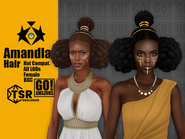 Sims 4 — Amandla Hair by GoAmazons — Afro hairstyle inspired by African tribes. Happy Black History month! UPDATE: