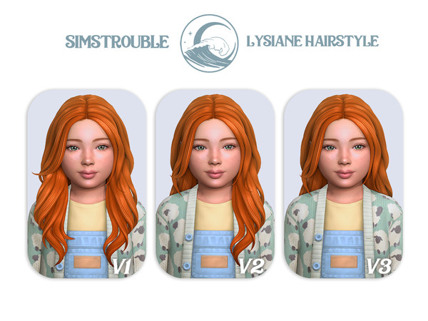 Sims 4 — simstrouble_ChildHair_LysianeV3 by simstrouble — A long, wavy, layered hairstyle for kids. Base Game Compatible