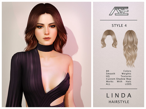 Sims 4 — Linda - Style 4 (Hairstyle) by Ade_Darma — Linda Hairstyle - Style 4 New Hair Mesh