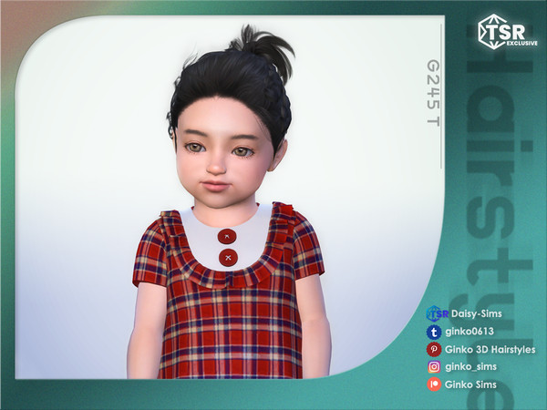 Sims 4 — Bun Hair with braids for Toddlers - Ginko 245T by Daisy-Sims — 21 base colors + 9 ombre colors