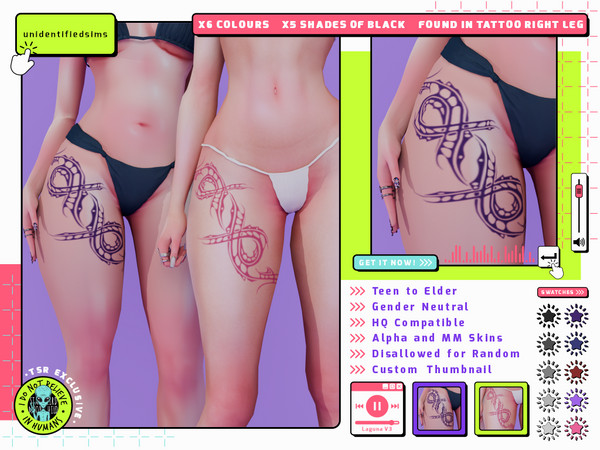 Sims 4 — Laguna V3 Tatttoo by unidentifiedsims — 6 Colours