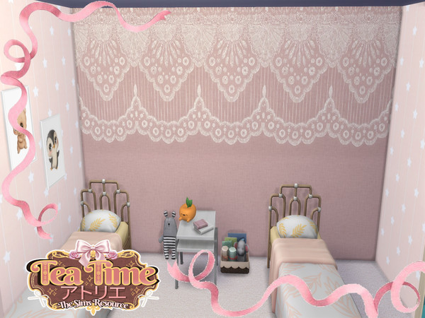 Sims 4 — Tea Time - Wallpaper Collection by lavilikesims — Flowers and bows, inside or outside
