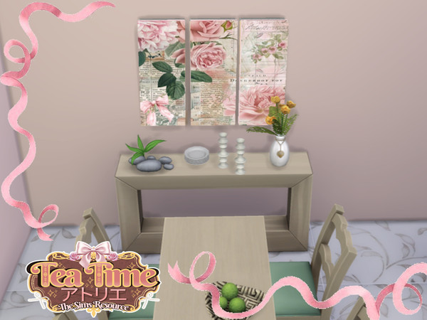 Sims 4 — Tea Time - Love Notes Painting by lavilikesims — 8 Paintings with floral accents and love notes