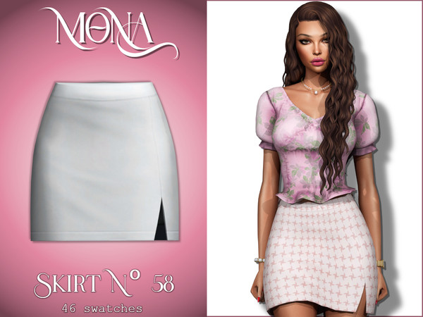 Sims 4 — Formal skirt with side slit by Mona — -New mesh-