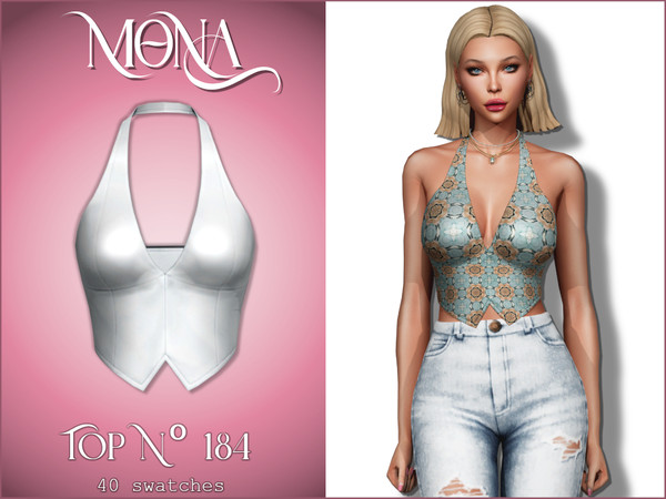 Sims 4 — Deep neck halter top by Mona — -New mesh-