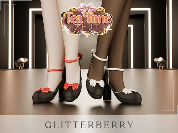 Sims 4 — TeaTime- Black Cute Shoes by Glitterberryfly — A cute Japanese fashion shoe, comes in multiple accent colours