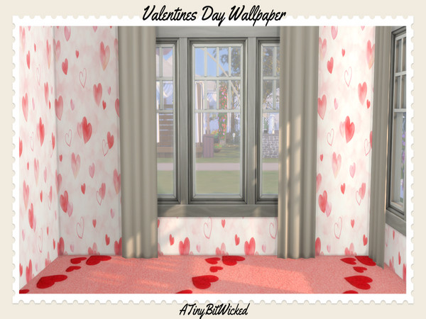 Sims 4 — Valentines Day Wallpaper by ATinyBitWicked — Valentines day wall that comes in 7 colors!