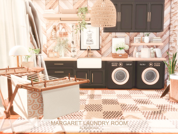 Sims 4 — Margaret Laundry Room by BlusterSims — The Margaret Laundry Room is a bright, cozy laundry space with warm wood