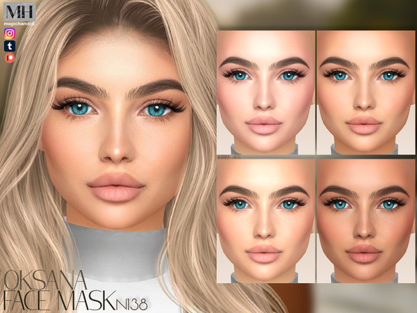 Sims 4 — Oksana Face Mask N138 by MagicHand — Russian doll face in 6 skin color variations - HQ Compatible.