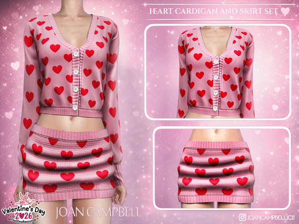 Sims 4 — HEART CARDIGAN AND SKIRT SET by Joan_Campbell_Beauty_ — INCLUDES: CARDIGAN (4 swatches)