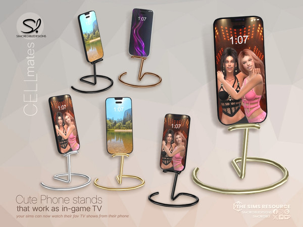 Sims 4 — Cell Mates - phone stands - Modern by SIMcredible! — Cell mates is a set with 8 different models of Cell phone