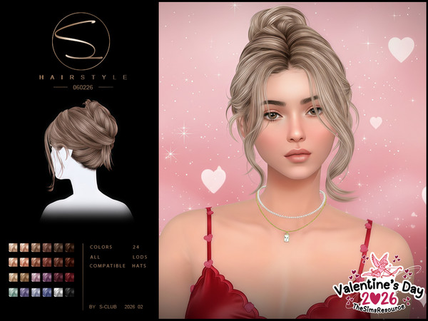 Sims 4 — (Valentine's Day) sclub_ts4_hair_ 060226 by S-Club — updo hairstyle, hope you like, thank you.