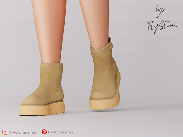 Sims 4 — Female Suede High Boots by FlyStone — Stylish and simple casual style female boots made from high-quality suede