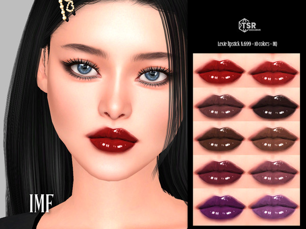 Sims 4 — IMF Lexie Lipstick N.699 by IzzieMcFire — Lexie Lipstick N.699 contains 10 colors in hq texture. Standalone item