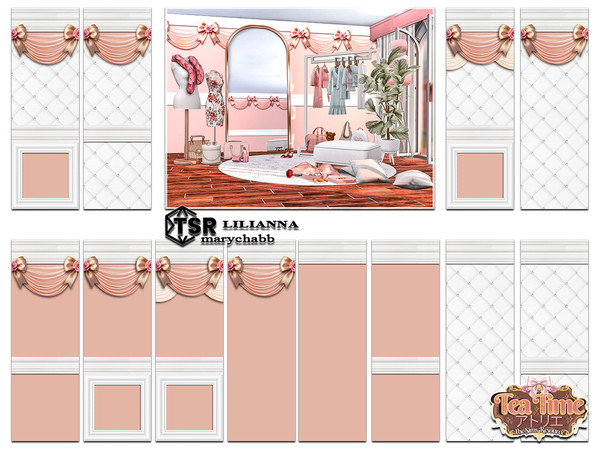 Sims 4 — Tea Time - Lilianna - Wallpaper by marychabb — For short , medium , tall wall Kategory: Wallpaper Walls - 12
