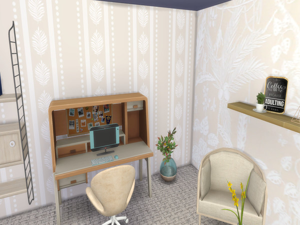 Sims 4 — Jungle Fever Mural by lavilikesims — A collection of walls, cream with white jungle theme, 5 wide, all wall