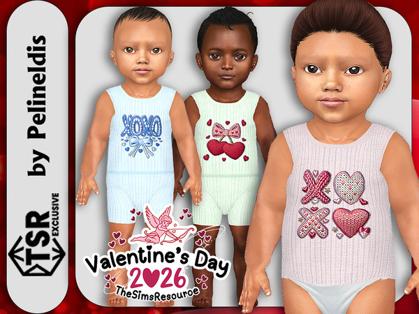 Sims 4 — Infants Valentines Knitted Underwear Set by Pelineldis — Kids fashion clothing: five knitted underwear vests and