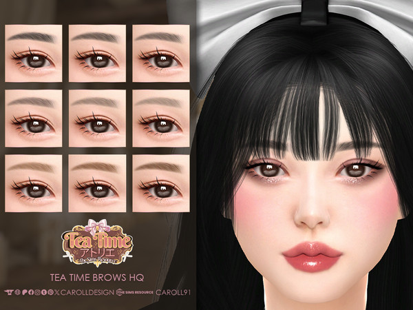 Sims 4 — Tea Time Brows HQ by Caroll912 — A 9-swatch soft and straight eyebrows in different tones of black, brown,