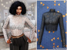 Sims 4 — Sheer lace high neck top by MysteriousOo — This fitted sheer top features an all-over floral lace texture with a
