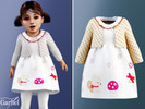 Sims 4 — Toddler - Cute layered dress with dots and bear details by Garfiel — A sweet layered outfit for toddlers