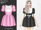 Sims 4 — Clover Dress Puff Sleeve Bow Waist by talarian — Dress with fitted bodice and flared skirt silhouette. Features