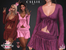 Sims 4 — CALLIE top by ali1 — Long Sleeve Tie Up Blouse