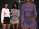 Sims 4 — LIVIA top by ali1 — Ribbed Long Sleeve Collar Top