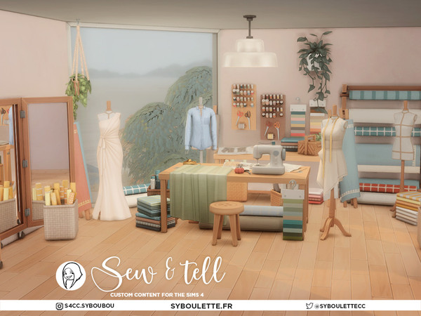 Sims 4 — Sew & Tell - Patterns by Syboubou — Sew & Tell is a cc set made to bring the magic of a sewing room into