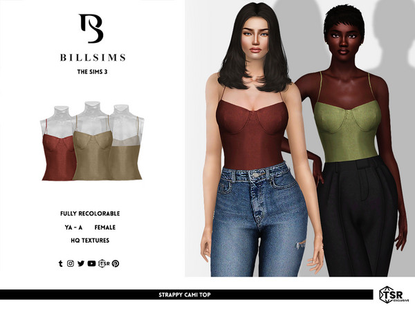 Sims 3 — Strappy Cami Top by Bill_Sims — This top features a woven fabric with a slim fit and thin straps! - Female,