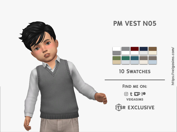 Sims 4 — PM VEST N05 by David_Mtv2 — For toddler only; 10 swatches; HQ compatible.