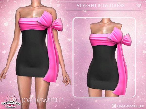 Sims 4 — STEFANI BOW DRESS by Joan_Campbell_Beauty_ — 7 swatches Custom thumbnail Original mesh