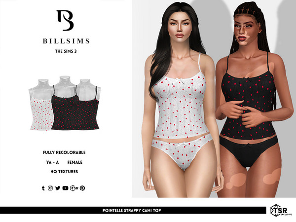 Sims 3 — Pointelle Strappy Cami Top by Bill_Sims — This top features a pointelle material with a cami silhouette and thin