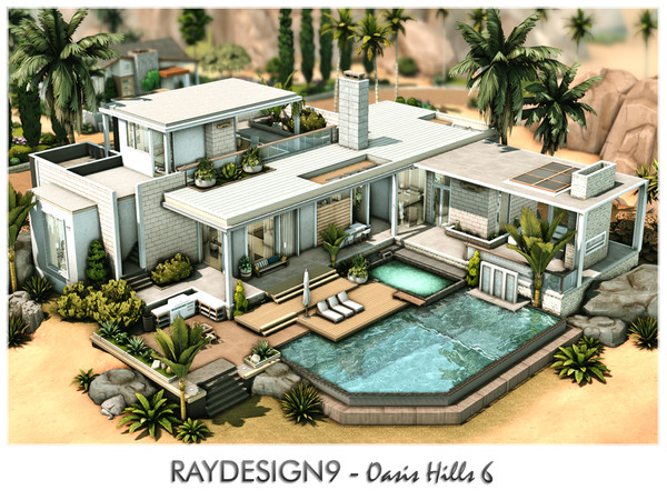 Sims 4 — Oasis Hills 6 by RayDesign9 — I build this house in Oasis Spring, 50x50 lot size with 2 floors. This house has :