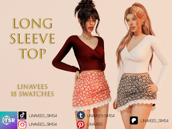 Sims 4 — AMOURA - LONG SLEEVE TOP by linavees — New Mesh