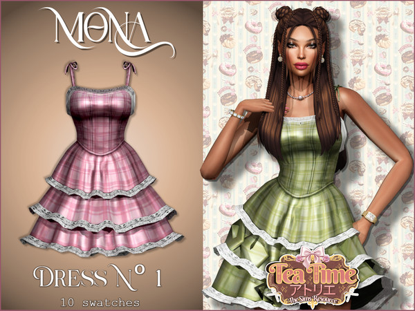 Sims 4 — TeaTime_Dress with lace by Mona — -New mesh-