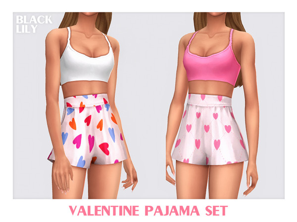 Sims 4 — Valentine Pajama Set by Black_Lily — YA, A, Teen