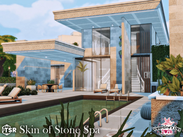 Sims 4 — Skin of Stone Spa l noCC by simZmora — A romantic concrete spa designed especially for Valentines Day, blending
