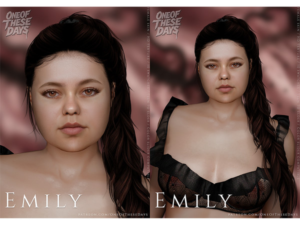 Sims 4 — Emily - SKIN by OneOfTheseDays — 5 swatches with eyebrows