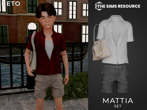 Sims 4 — By Beto - Mattia (Bag Child Version) by Beto_ae0 — Men's summer outfit with an accessory bag, enjoy!