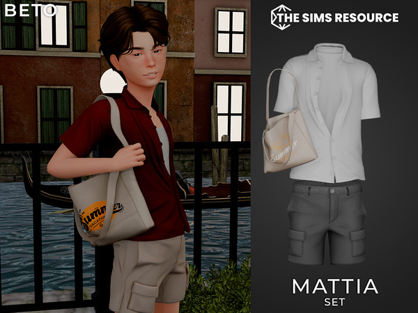 Sims 4 — By Beto - Mattia (Shorts Child Version) by Beto_ae0 — Men's summer outfit with an accessory bag, enjoy!