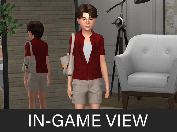Sims 4 — By Beto - Mattia (Top Child Version) by Beto_ae0 — Men's summer outfit with an accessory bag, enjoy!