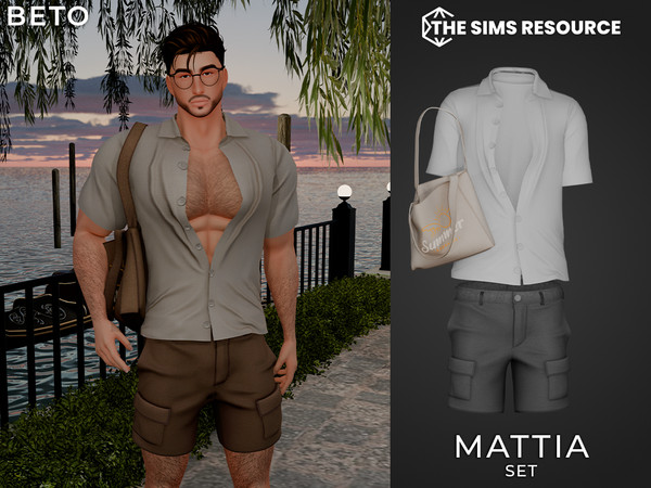 Sims 4 — By Beto - Mattia (Bag) by Beto_ae0 — Men's summer outfit with an accessory bag, enjoy!