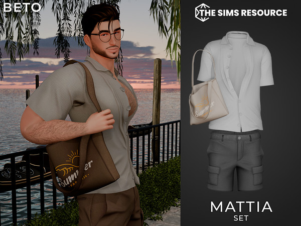 Sims 4 — By Beto - Mattia (Shorts) by Beto_ae0 — Men's summer outfit with an accessory bag, enjoy!