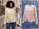 Sims 4 — Ribbed knit sweater with bows by MysteriousOo — A soft ribbed knit sweater featuring elegant decorative bows for