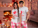 Sims 4 — Love Is In The Air Couple Pajamas Set by Mermalade — Love Is In The Air Couple Pajamas Tshirt